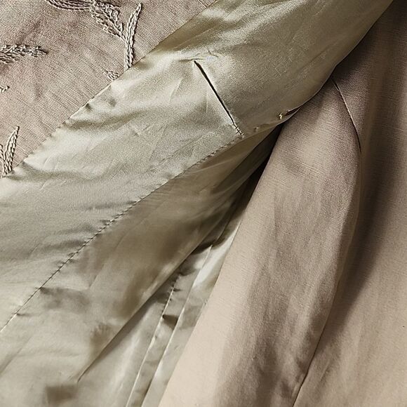 Linen Blend 2 Piece Summer Neutral Embroidered Blazer/Jacket Size 16 - Picture 6 of 9